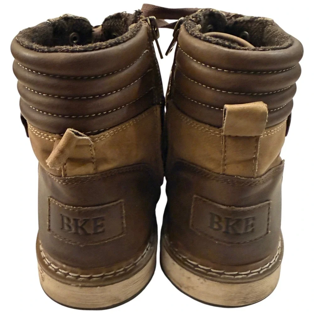 BKE Midtown Mens Boots Tan Brown Moc Toe Lace Side Zip Heritage Rugged Size 10‎